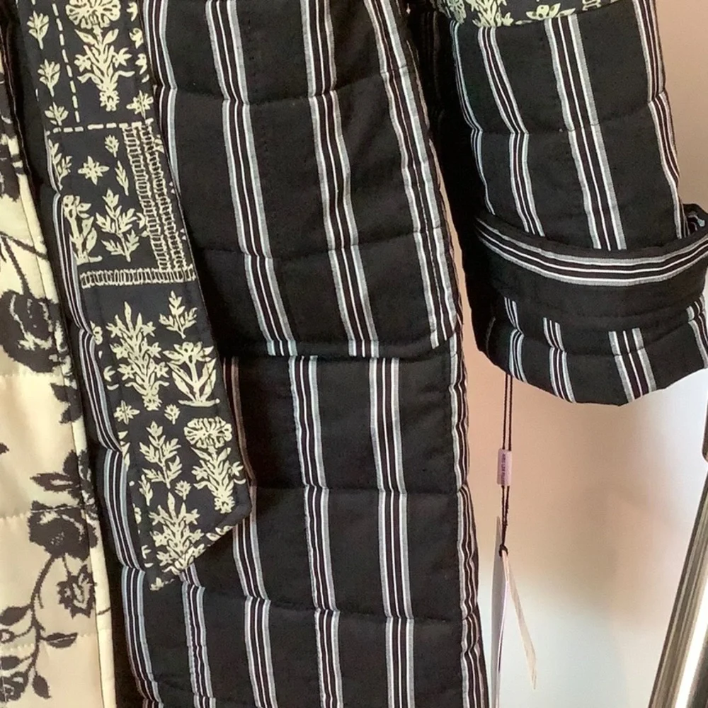 NWT Avec Les Filles Wool/Cotton Blend Mixed Print Quilted Coat, Snap Closure - Picture 11 of 15